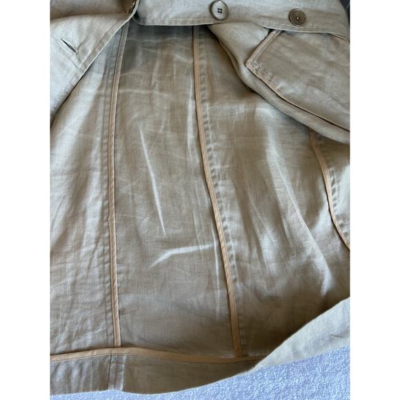 Sutton Studio Linen Luxury Classic Button-up Long Duster Jacket Beige Tan Sz-12 - Picture 4 of 6